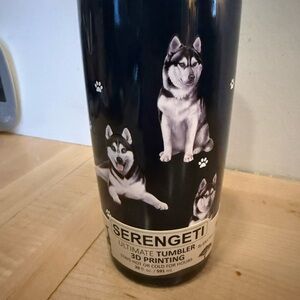 Brand new Serengeti Black Dog Tumbler with Husky Design